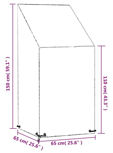 Polietilén kerti szék huzat 8 fűzőlyukkal 65x65x110/150 cm