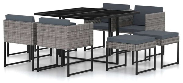 VidaXL 8 Fős Kerti Étkezőgarnitúra - Szürke Polyrattan