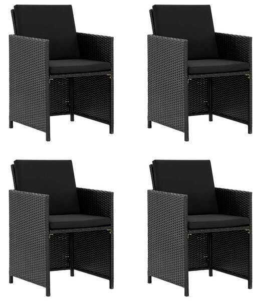 VidaXL Polyrattan Kültéri Étkezőgarnitúra - 5 részes - Fekete