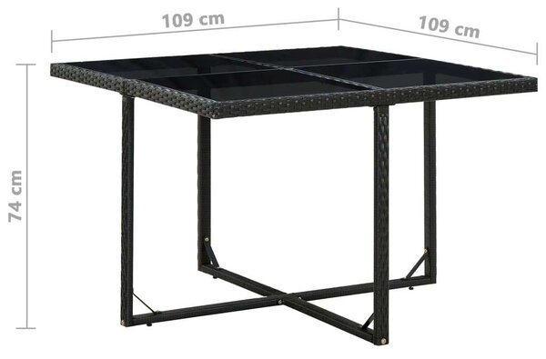 Polyrattan Kültéri Étkezőgarnitúra - 9 részes - Fekete