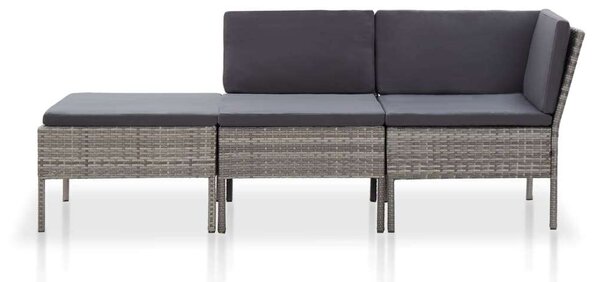 VidaXL Polyrattan Kerti Ülőgarnitúra - 3 részes - Szürke