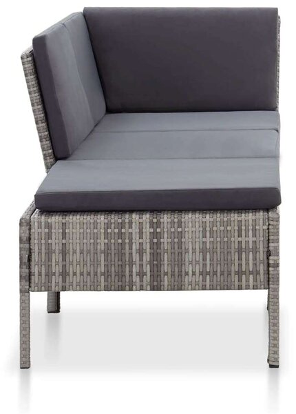 VidaXL Polyrattan Kerti Ülőgarnitúra - 3 részes - Szürke