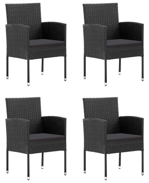 VidaXL - 5 részes Kerti Étkezőgarnitúra - Fekete Polyrattan