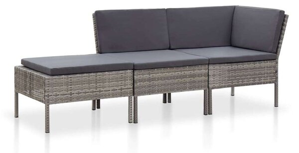 VidaXL Polyrattan Kerti Ülőgarnitúra - 3 részes - Szürke