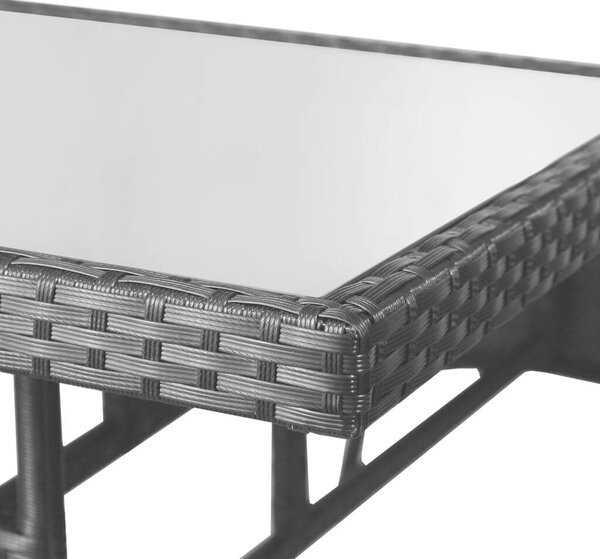 VidaXL - 5 részes Kerti Étkezőgarnitúra - Fekete Polyrattan