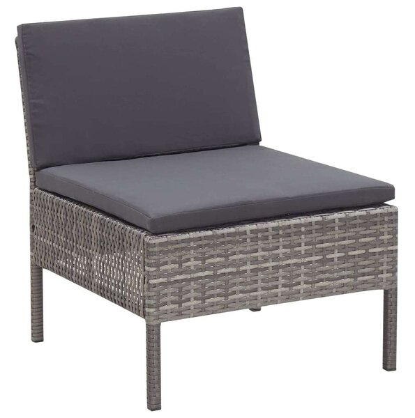 VidaXL 3-részes szürke polyrattan kerti ülőgarnitúra párnákkal