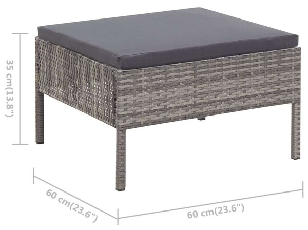 VidaXL Polyrattan Kerti Ülőgarnitúra - 3 részes - Szürke