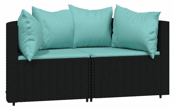 Polyrattan Kerti Ülőgarnitúra - 3 részes - Fekete