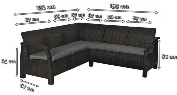 ALLIBERT CORFU RELAX polyrattan kerti sarokkanapé - cappuccino ()