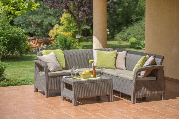 ALLIBERT CORFU RELAX polyrattan kerti sarokkanapé - cappuccino ()