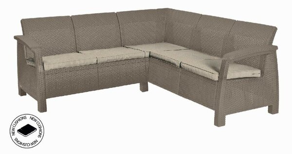 ALLIBERT CORFU RELAX polyrattan kerti sarokkanapé - cappuccino ()