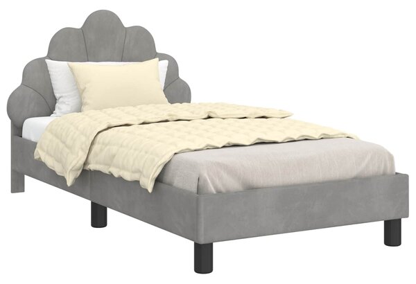 VidaXL Gyerekágy kerettel Világosszürke 80 x 160 cm Bársony