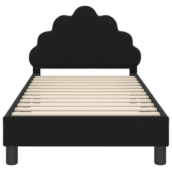 VidaXL Gyerekágy kerettel fejtámlával Fekete 80 x 160 cm Bársony