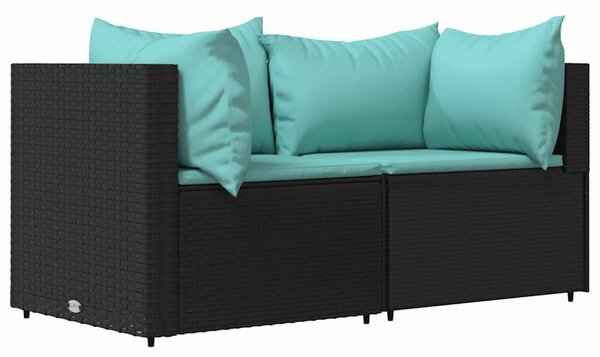 Polyrattan Kerti Ülőgarnitúra - 3 részes - Fekete