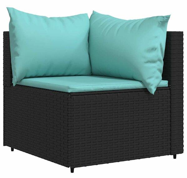 Polyrattan Kerti Ülőgarnitúra - 3 részes - Fekete