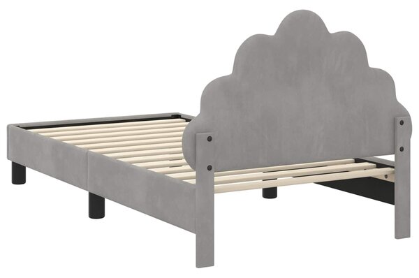 VidaXL Gyerekágy kerettel Világosszürke 80 x 160 cm Bársony