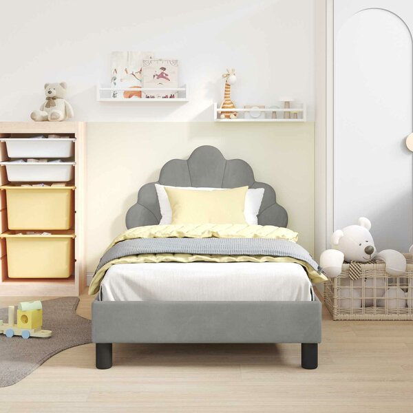 VidaXL Gyerekágy kerettel Világosszürke 80 x 160 cm Bársony