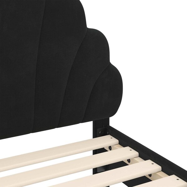VidaXL Gyerekágy kerettel fejtámlával Fekete 90 x 190 cm Bársony