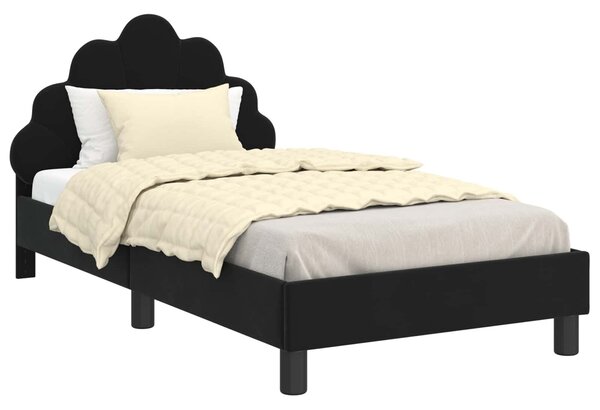 VidaXL Gyerekágy kerettel fejtámlával Fekete 80 x 160 cm Bársony