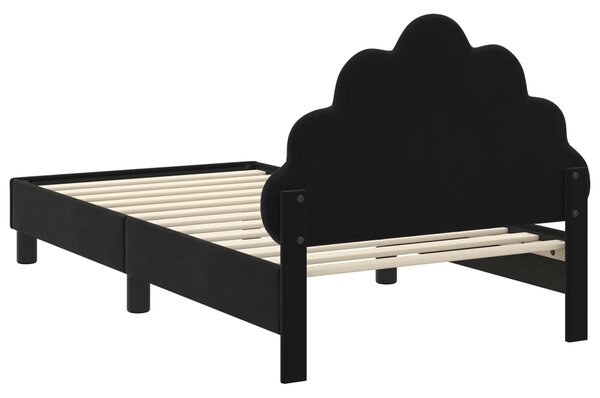 VidaXL Gyerekágy kerettel fejtámlával Fekete 80 x 160 cm Bársony
