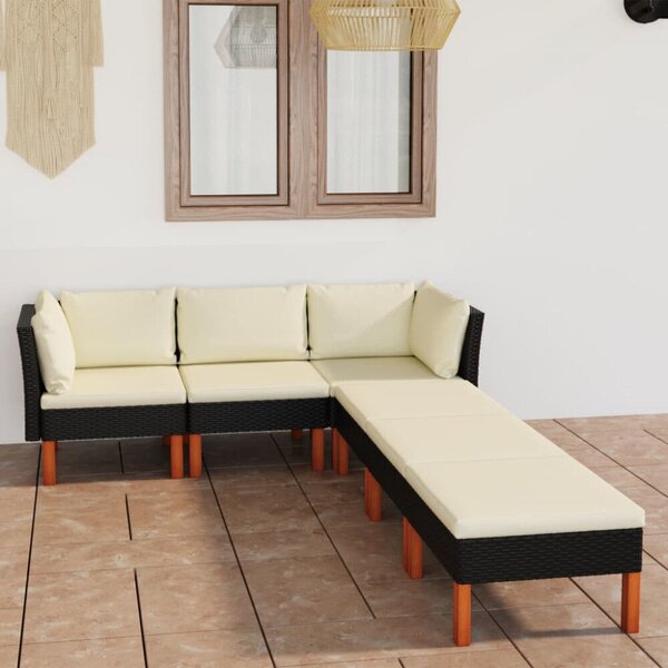 Polyrattan Kerti Ülőgarnitúra - 10 részes - Fekete