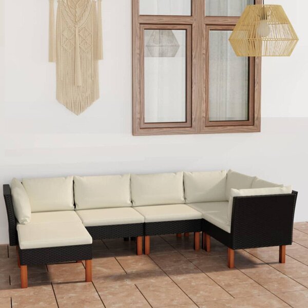 Polyrattan Kerti Ülőgarnitúra - 10 részes - Fekete