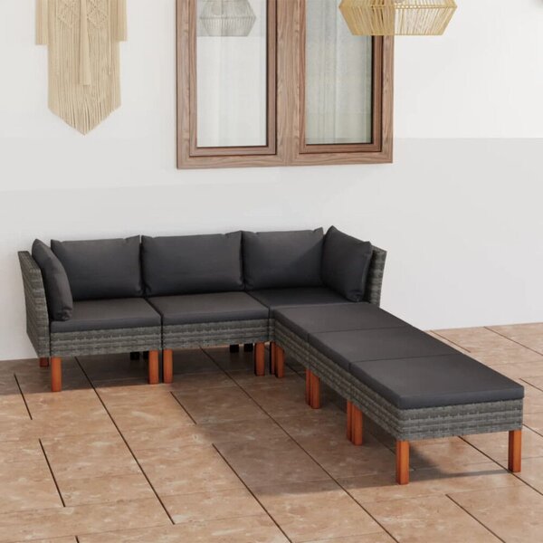 Polyrattan Kerti Ülőgarnitúra - 10 részes - Fekete