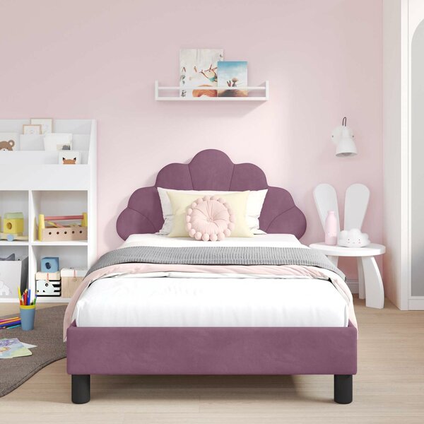 VidaXL Gyerekágy kerettel fejtámlával Lila 90 x 200 cm Bársony