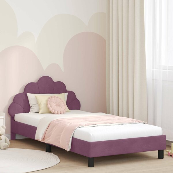VidaXL Gyerekágy kerettel fejtámlával Lila 90 x 200 cm Bársony