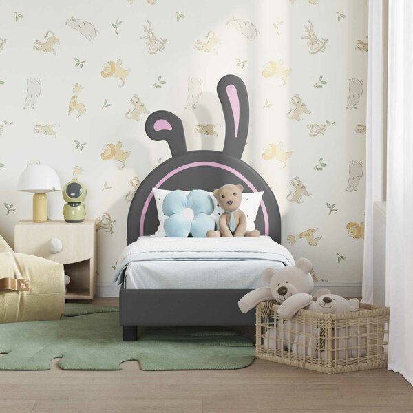 VidaXL Gyerekágy keret fejtámlával Világosszürke 70 x 140 cm PU