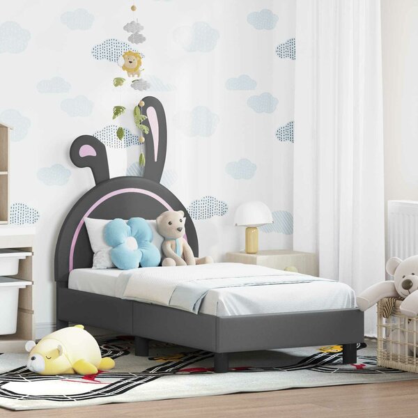 VidaXL Gyerekágy keret fejtámlával Világosszürke 70 x 140 cm PU