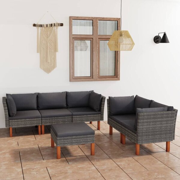 Polyrattan Kerti Ülőgarnitúra - 10 részes - Fekete