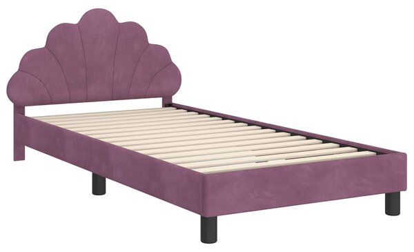 VidaXL Gyerekágy kerettel fejtámlával Lila 90 x 200 cm Bársony