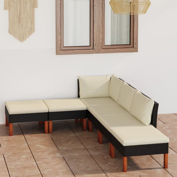 Polyrattan Kerti Ülőgarnitúra - 10 részes - Fekete