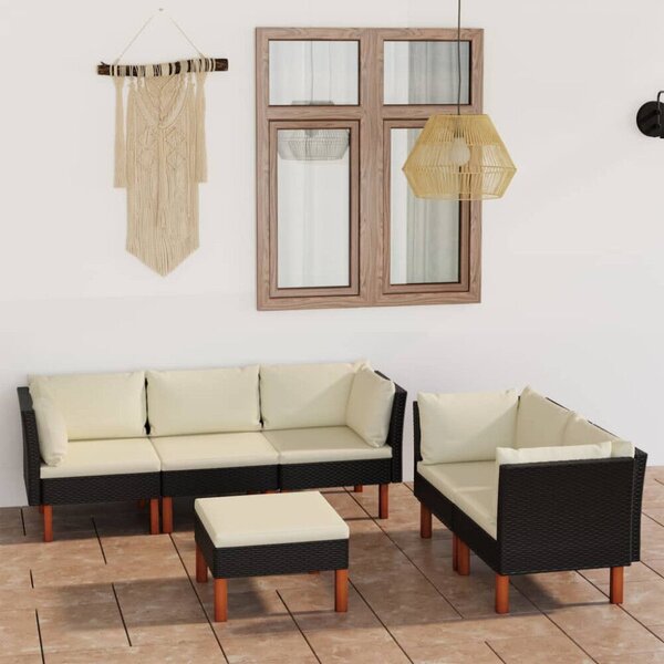 Polyrattan Kerti Ülőgarnitúra - 10 részes - Fekete