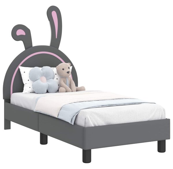 VidaXL Gyerekágy keret fejtámlával Világosszürke 70 x 140 cm PU