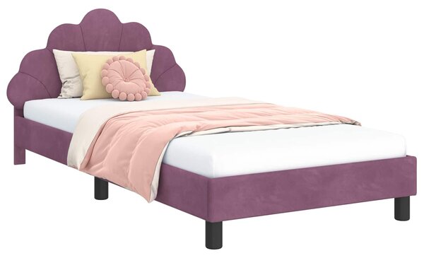 VidaXL Gyerekágy kerettel fejtámlával Lila 90 x 200 cm Bársony