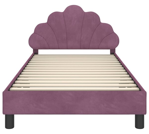 VidaXL Gyerekágy kerettel fejtámlával Lila 90 x 200 cm Bársony
