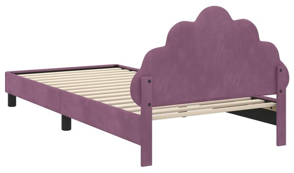 VidaXL Gyerekágy kerettel fejtámlával Lila 90 x 200 cm Bársony
