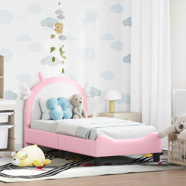 VidaXL Gyerekágy keret fejtámlával Rózsaszín 70 x 140 cm PU