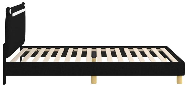 VidaXL Gyerekágy kerettel fejtámlával Fekete 90 x 190 cm Szövet