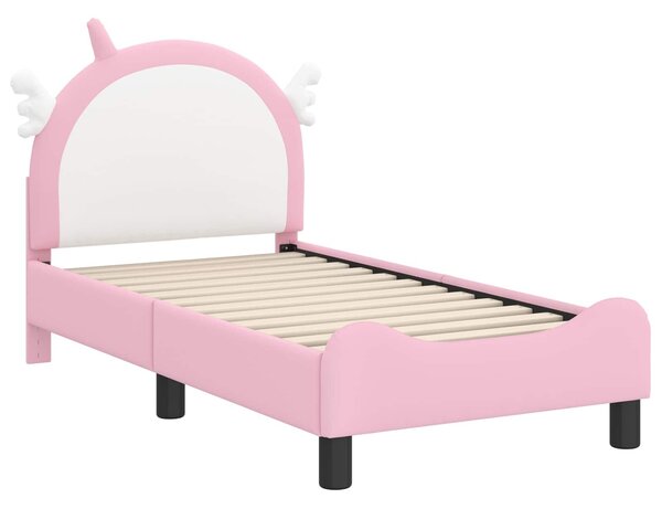 VidaXL Gyerekágy keret fejtámlával Rózsaszín 70 x 140 cm PU