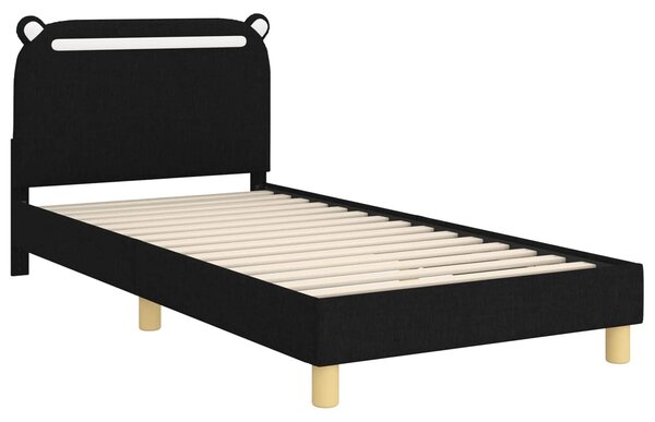 VidaXL Gyerekágy kerettel fejtámlával Fekete 90 x 190 cm Szövet