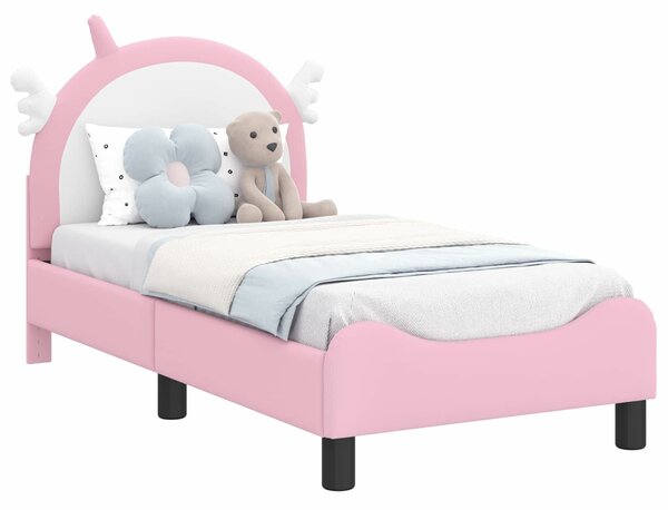 VidaXL Gyerekágy keret fejtámlával Rózsaszín 70 x 140 cm PU