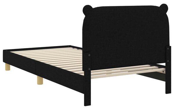 VidaXL Gyerekágy kerettel fejtámlával Fekete 90 x 190 cm Szövet