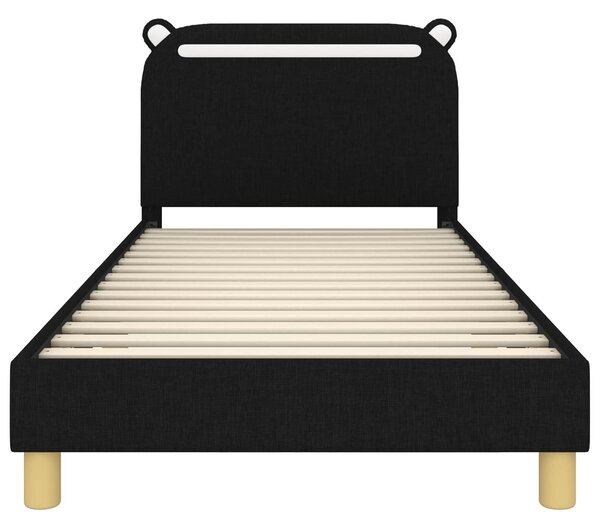 VidaXL Gyerekágy kerettel fejtámlával Fekete 90 x 190 cm Szövet