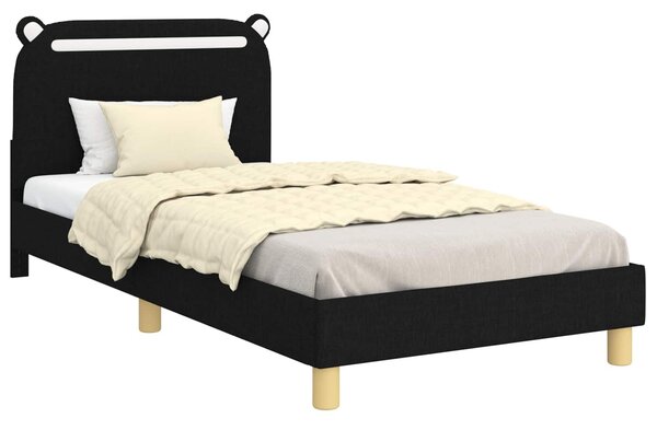 VidaXL Gyerekágy kerettel fejtámlával Fekete 90 x 190 cm Szövet