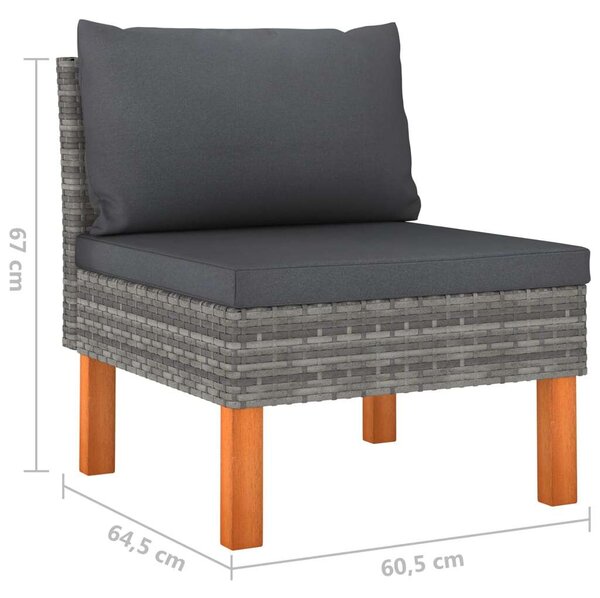 Polyrattan Kerti Ülőgarnitúra - 9 részes - Szürke