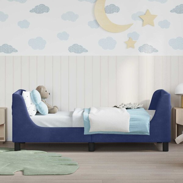 VidaXL Gyerekágy kerettel Rendőrségi kék 80 x 160 cm Bársony