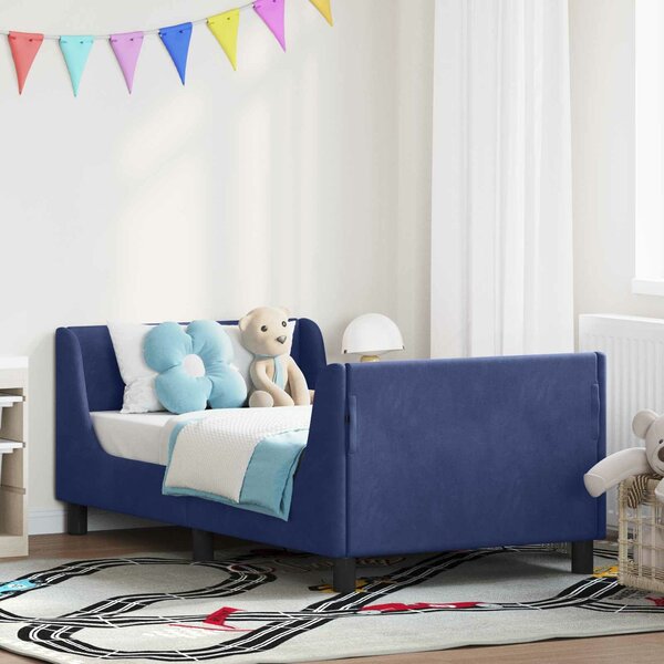 VidaXL Gyerekágy kerettel Rendőrségi kék 80 x 160 cm Bársony